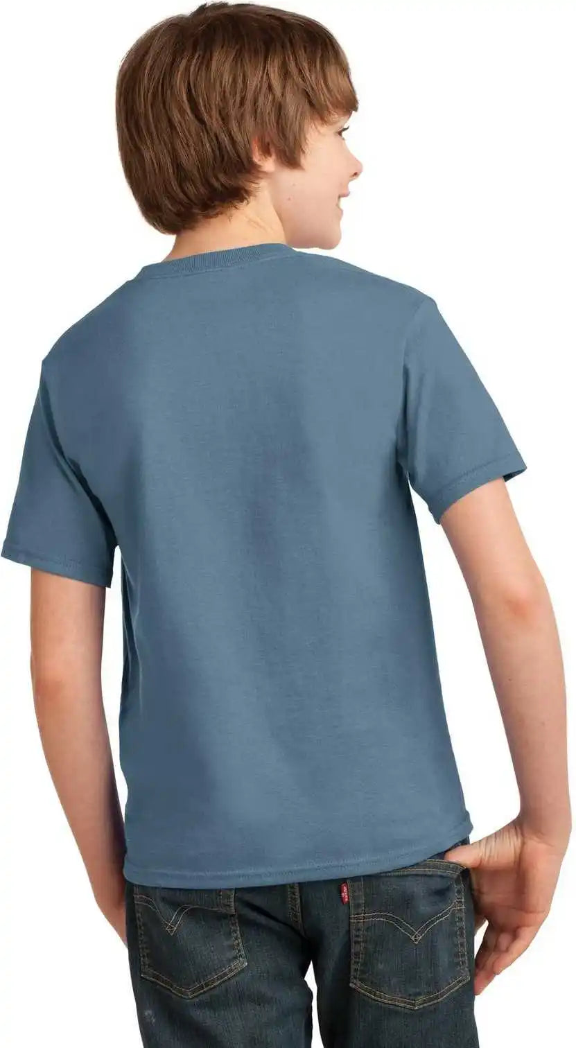 Port & Company Pc61y Youth Essential Tee Stonewashed Blue