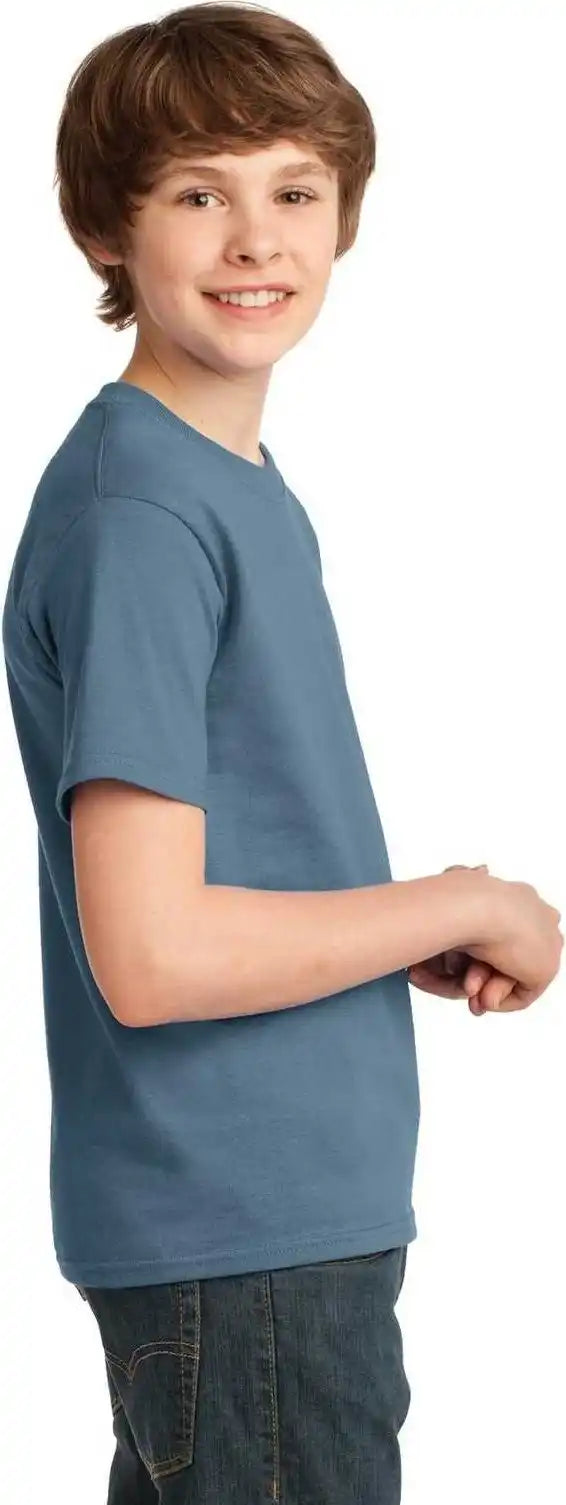 Port &amp; Company Pc61y Youth Essential Tee Stonewashed Blue