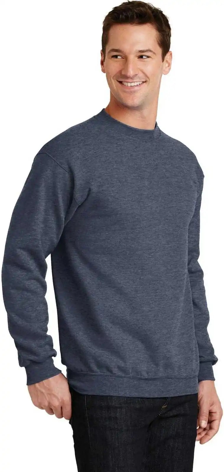 Port &amp; Company Pc78 Core Fleece Crewneck Sweatshirt Heather Navy