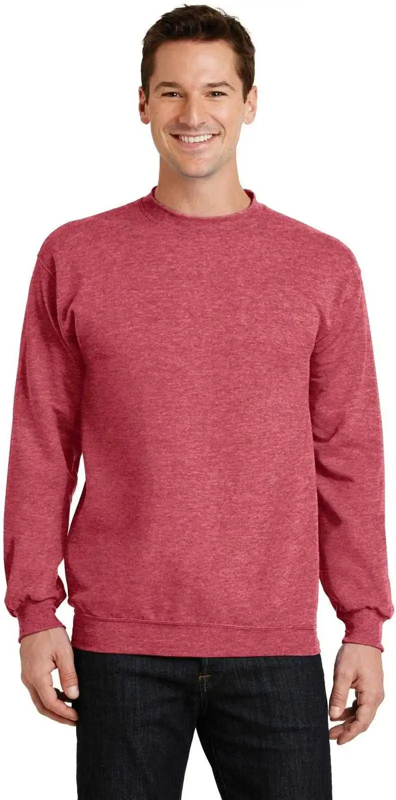 Port & Company Pc78 Core Fleece Crewneck Sweatshirt Heather Red