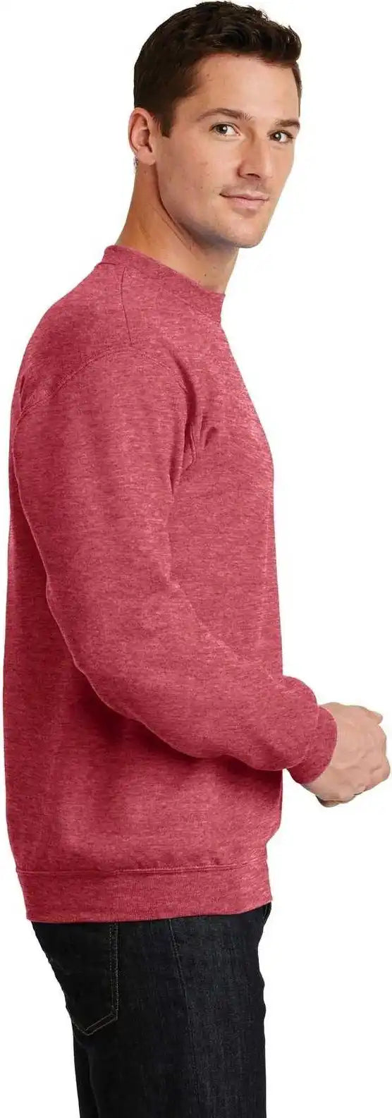 Port &amp; Company Pc78 Core Fleece Crewneck Sweatshirt Heather Red