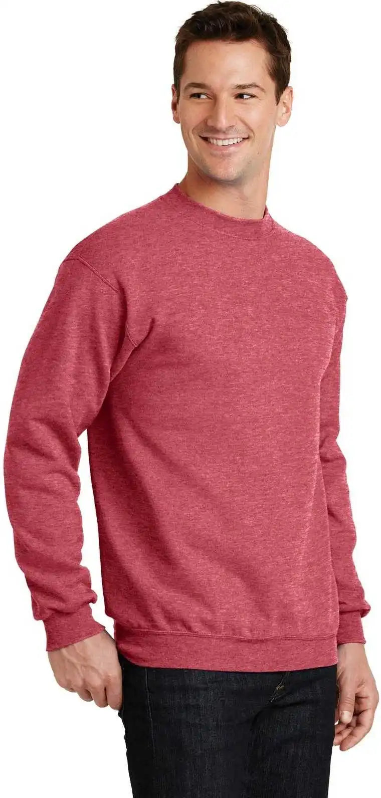 Port &amp; Company Pc78 Core Fleece Crewneck Sweatshirt Heather Red