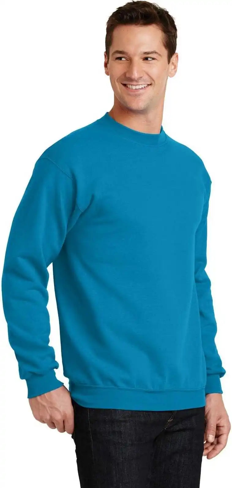 Port &amp; Company Pc78 Core Fleece Crewneck Sweatshirt - Neon Blue