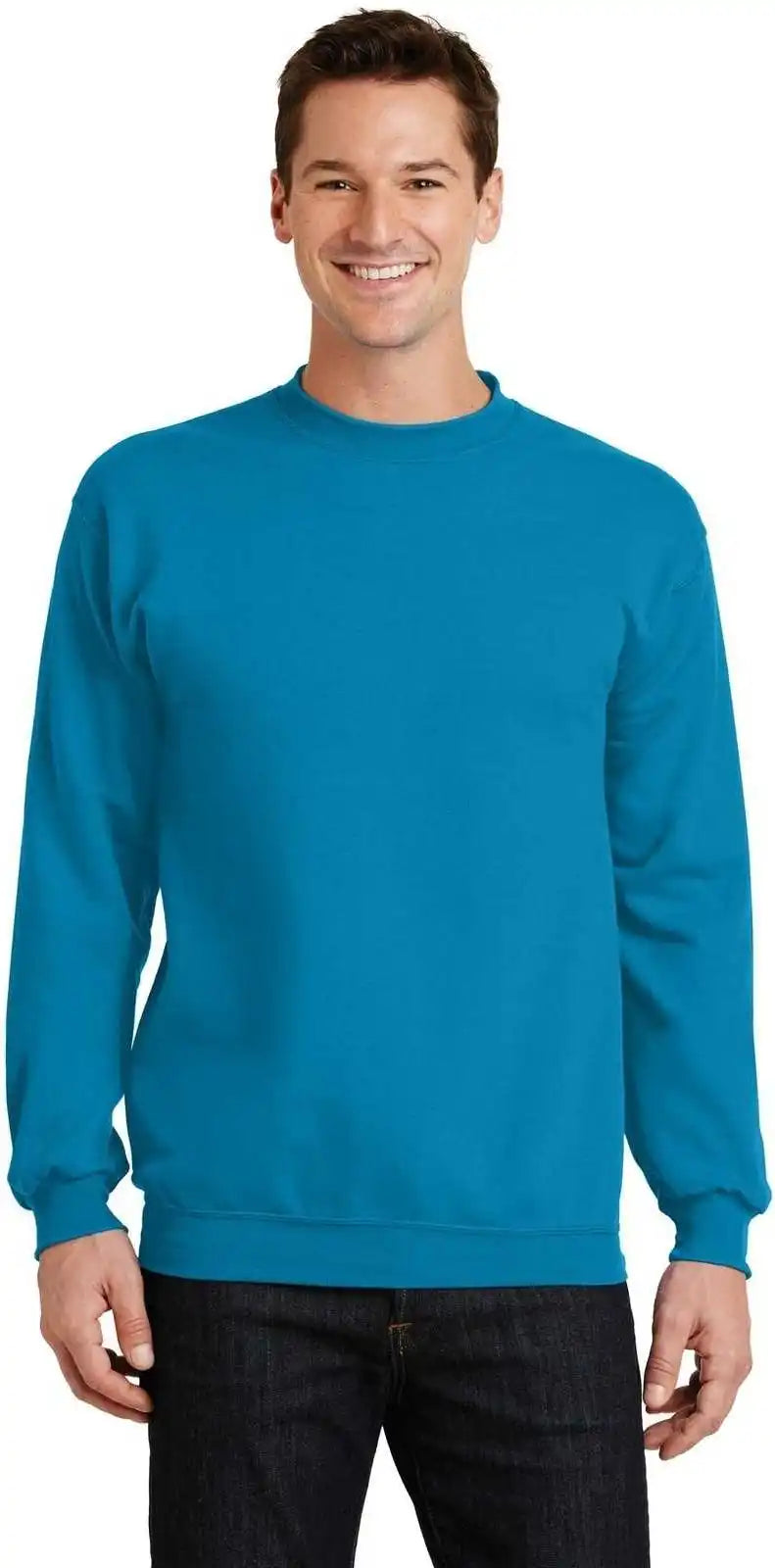 Port & Company Pc78 Core Fleece Crewneck Sweatshirt Neon Blue