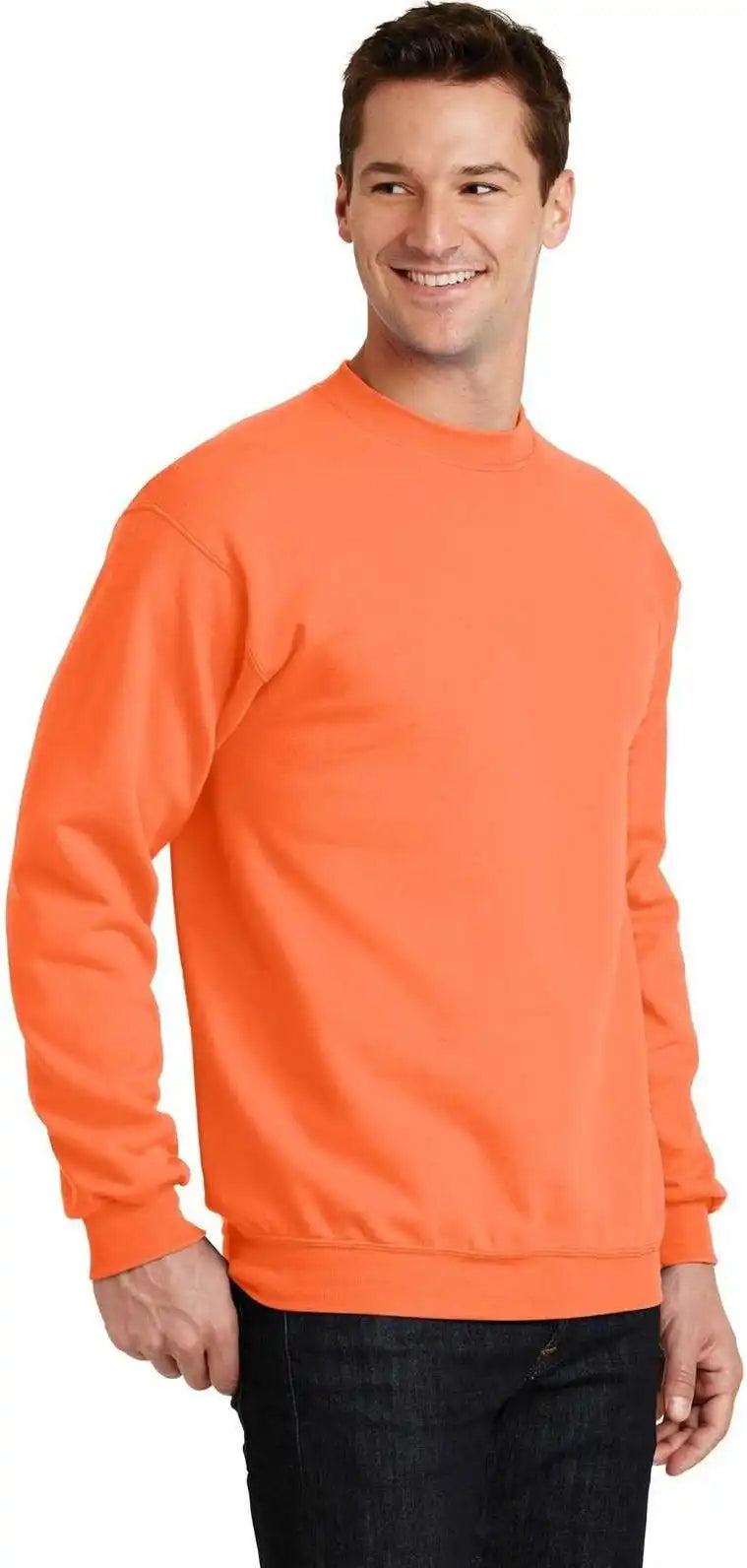 Port &amp; Company Pc78 Core Fleece Crewneck Sweatshirt - Neon Orange