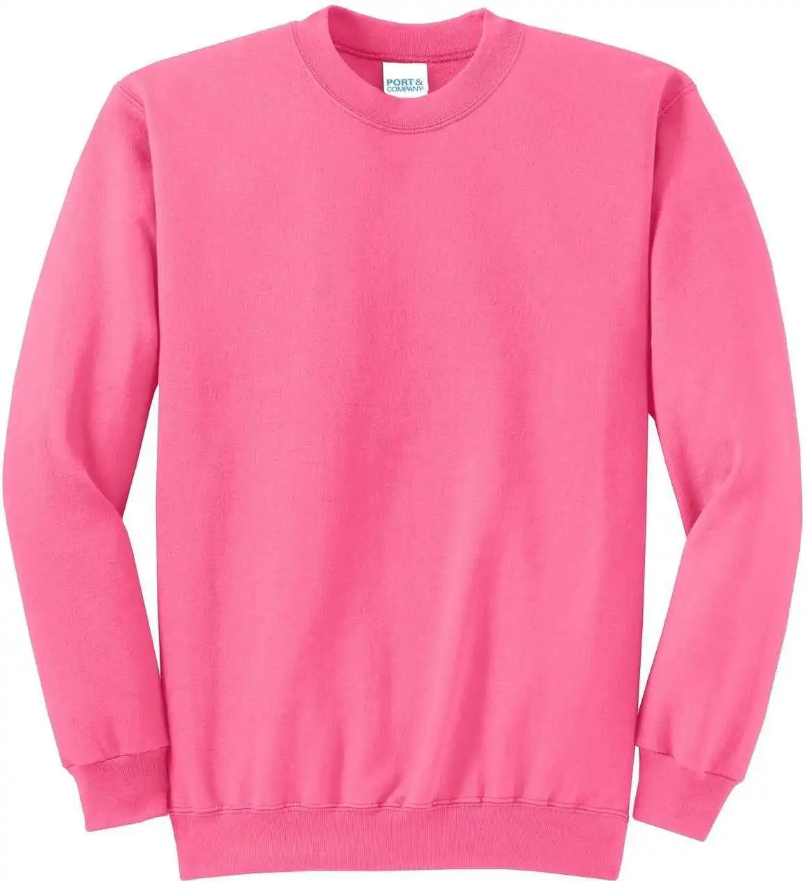 Port &amp; Company Pc78 Core Fleece Crewneck Sweatshirt Neon Pink