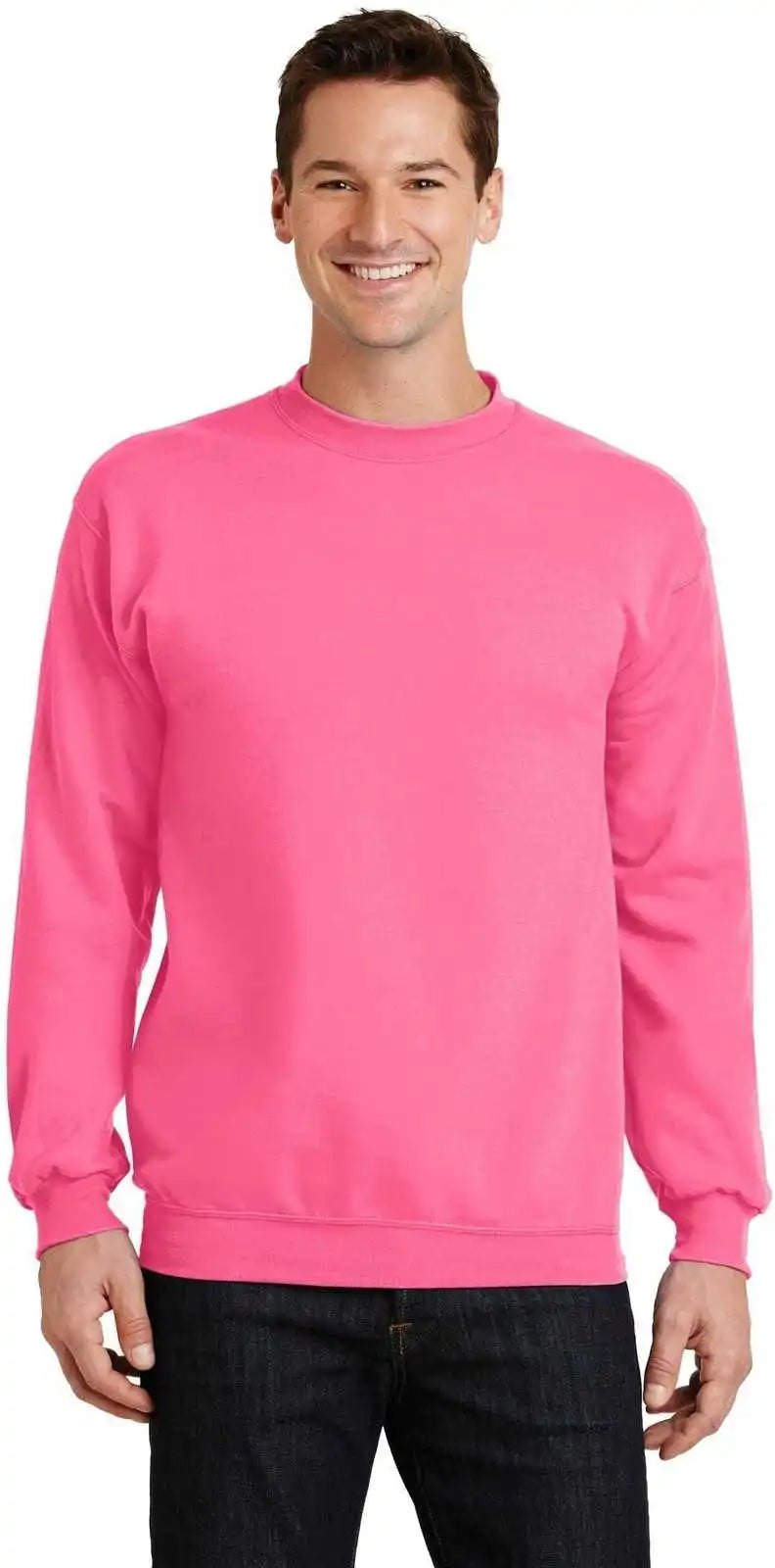 Port & Company Pc78 Core Fleece Crewneck Sweatshirt Neon Pink