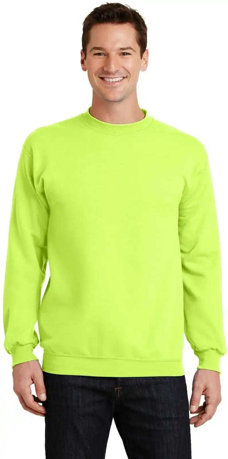 Port & Company Pc78 Core Fleece Crewneck Sweatshirt Neon Yellow