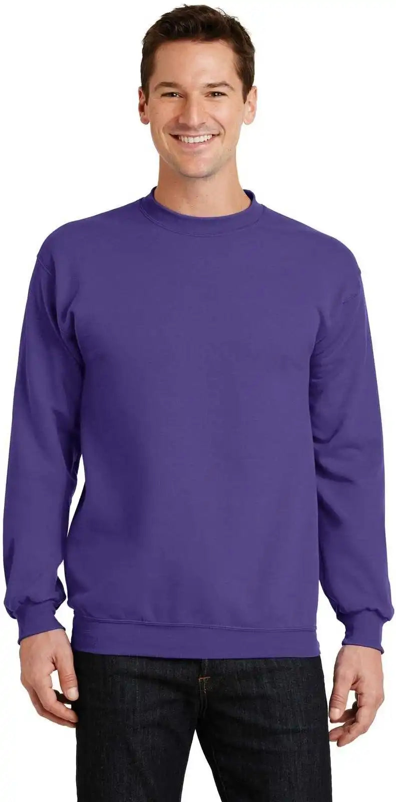 Port &amp; Company Pc78 Core Fleece Crewneck Sweatshirt Purple