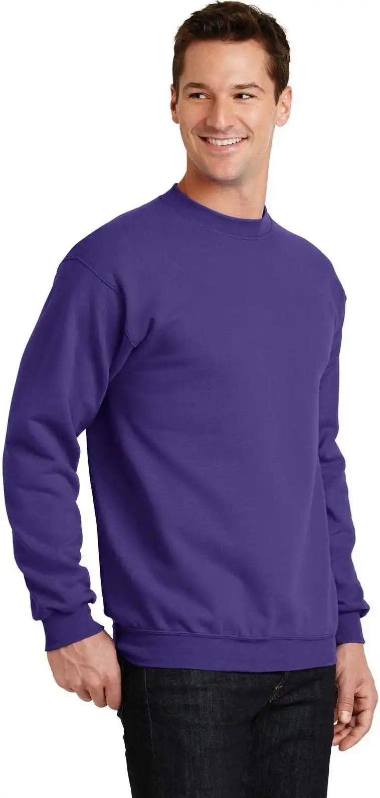 Port &amp; Company Pc78 Core Fleece Crewneck Sweatshirt Purple