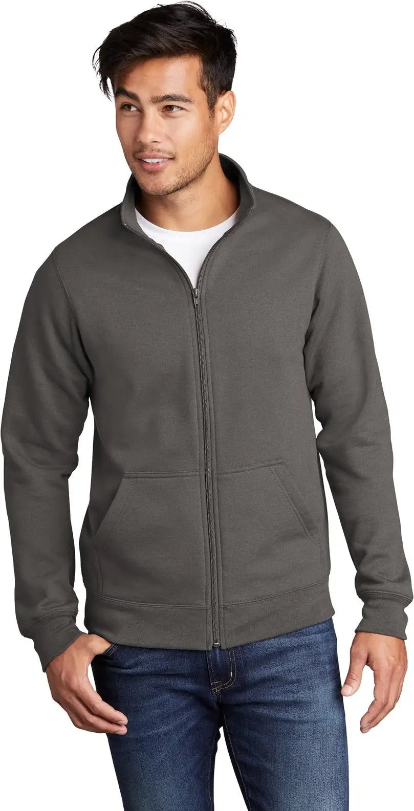 Port & Company Pc78fz co Core Fleece Cadet Full-zip Sweatshirt - Charcoal - Adult s