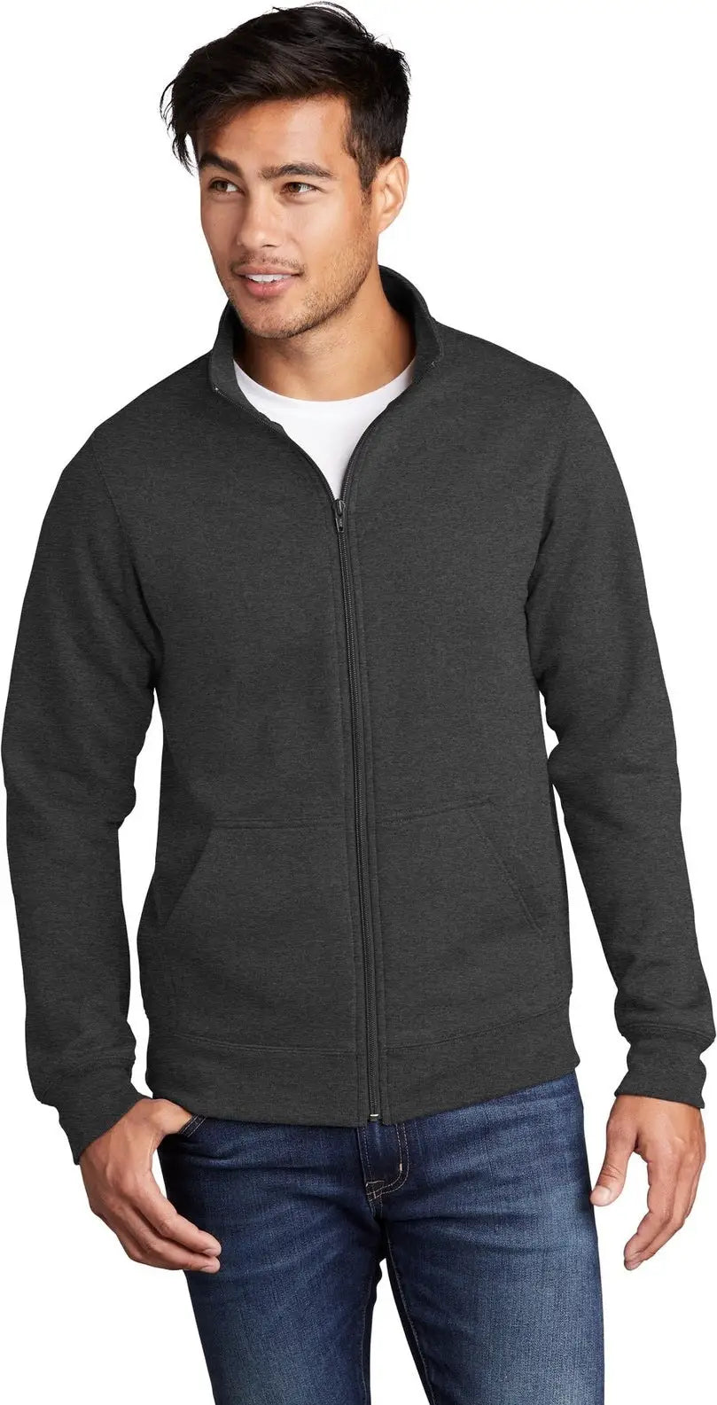 Port & Company Pc78fz co Core Fleece Cadet Full-zip Sweatshirt - Dark Heather Gray - Adult s