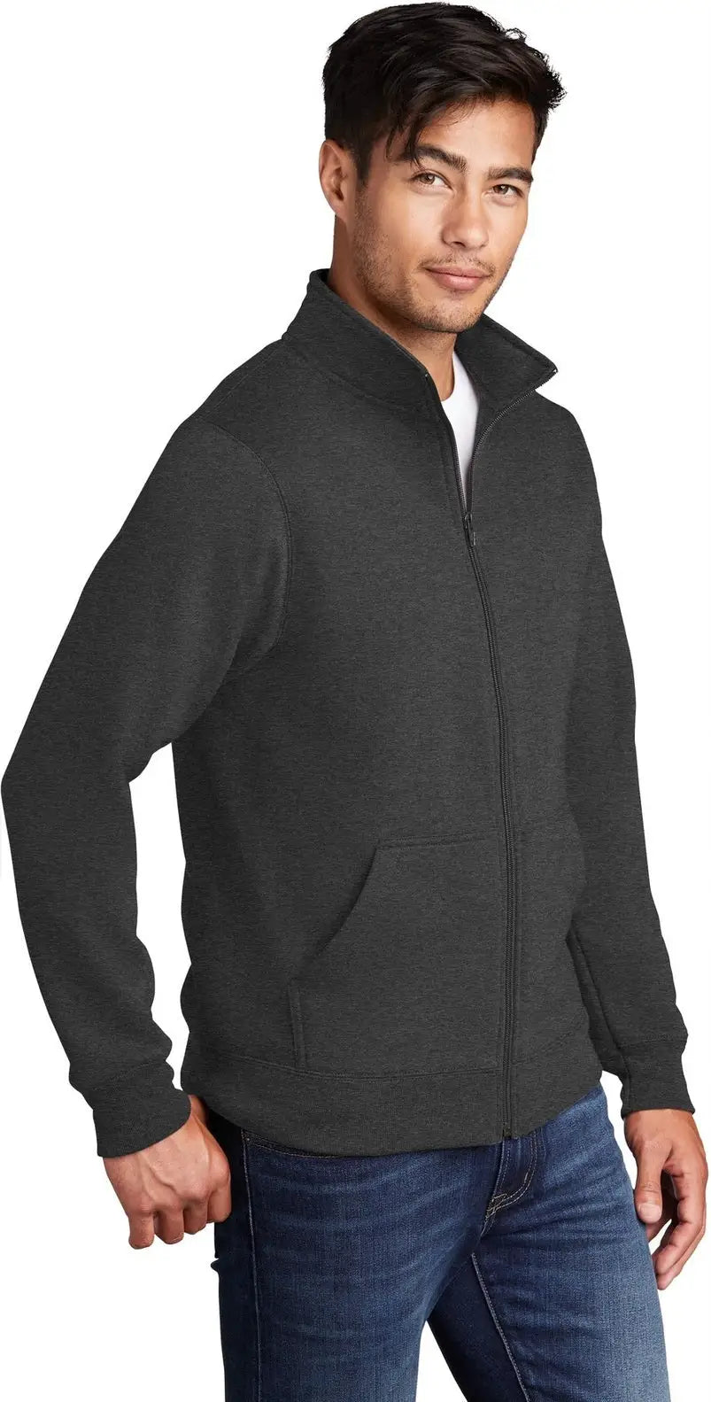 Port & Company Pc78fz co Core Fleece Cadet Full-zip Sweatshirt - Dark Heather Gray