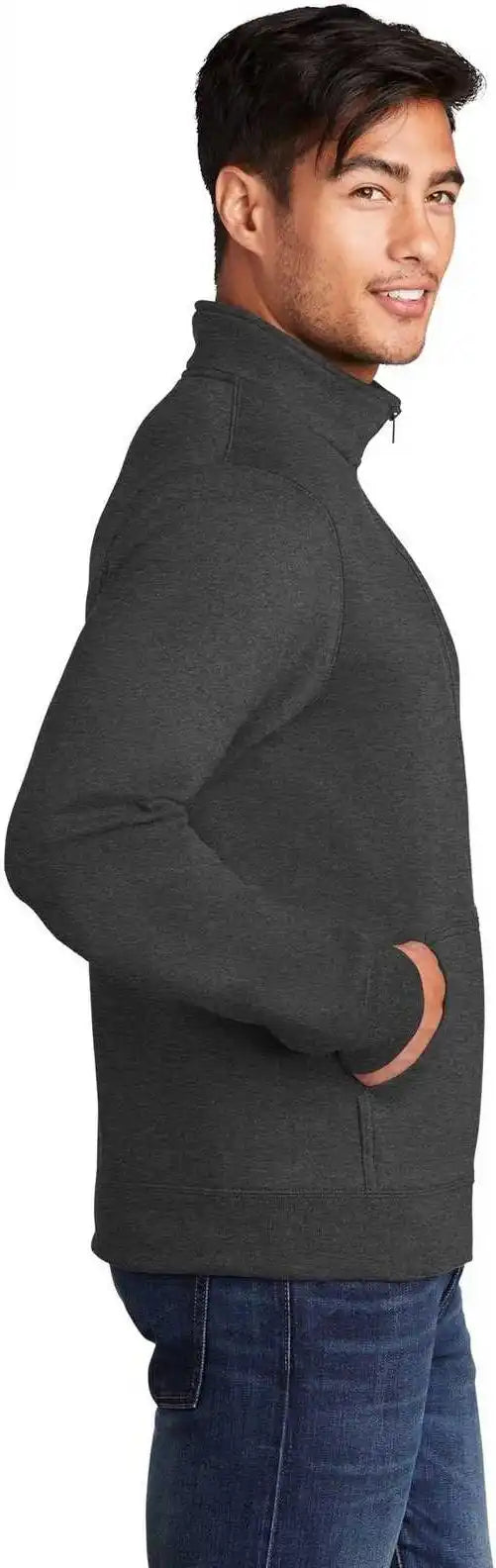 Port &amp; Company Pc78fz Core Fleece Cadet Full Zip Sweatshirt Pc78fzdark Heather Gray