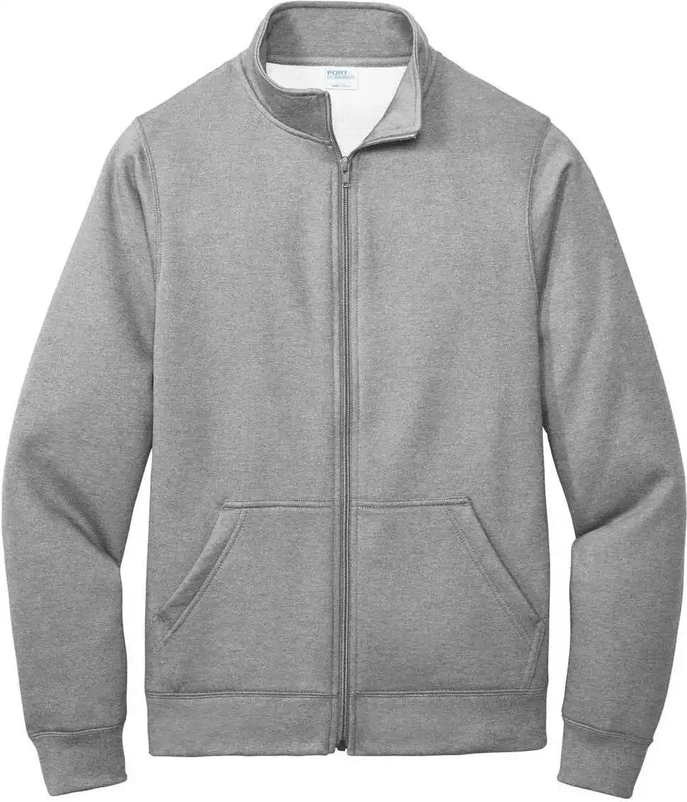 Port &amp; Company Pc78fz Core Fleece Cadet Full-zip Sweatshirt - Athletic Heather