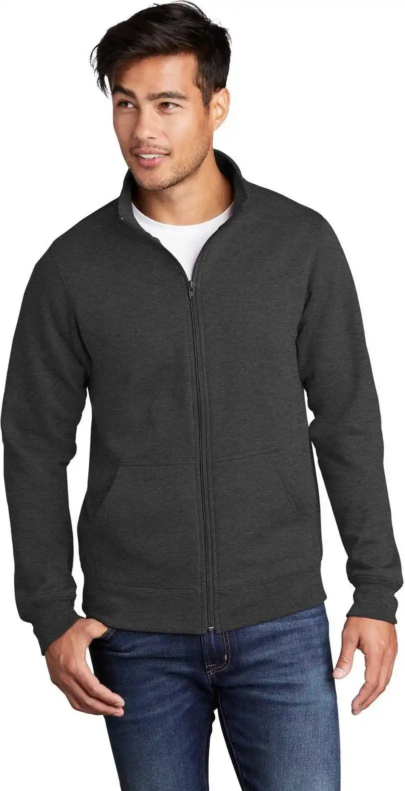 Port & Company Pc78fz Core Fleece Cadet Full Zip Sweatshirt Pc78fzdark Heather Gray