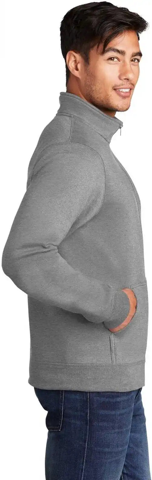 Port &amp; Company Pc78fz Core Fleece Cadet Full-zip Sweatshirt - Athletic Heather