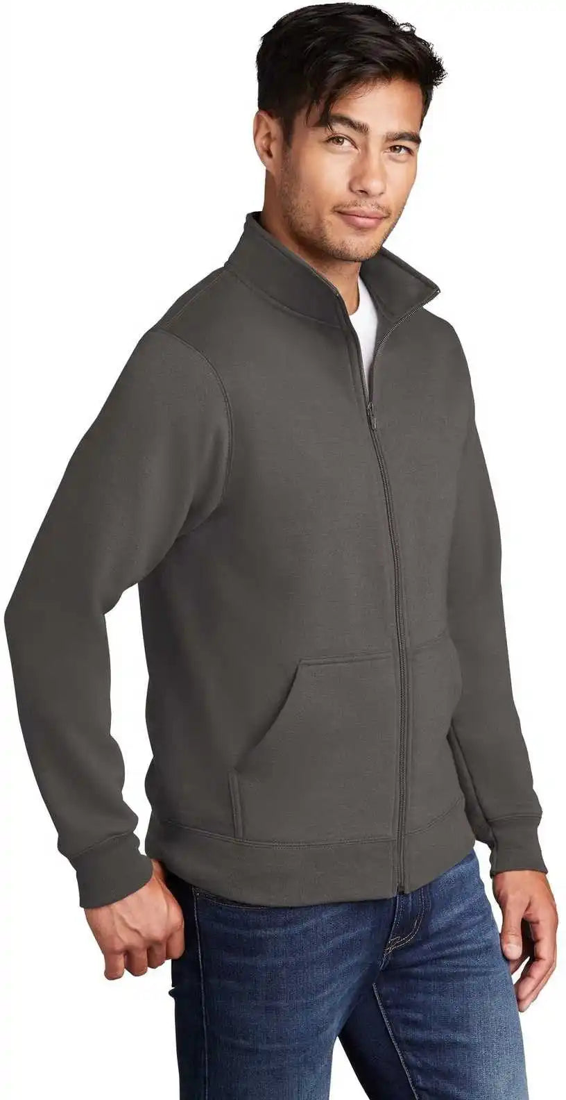 Port &amp; Company Pc78fz Core Fleece Cadet Full Zip Sweatshirt Charcoal