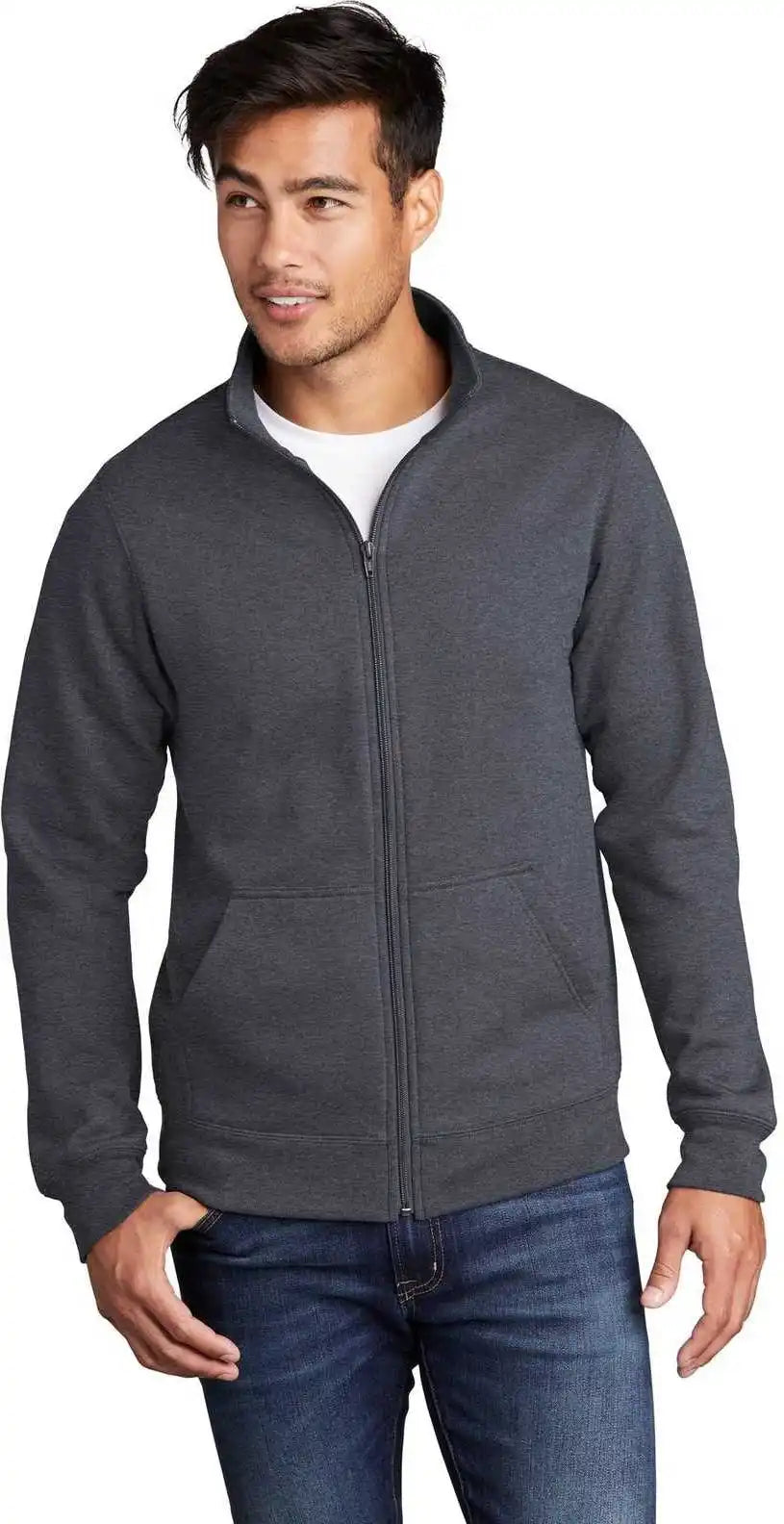 Port & Company Pc78fz Core Fleece Cadet Full Zip Sweatshirt Heather Navy