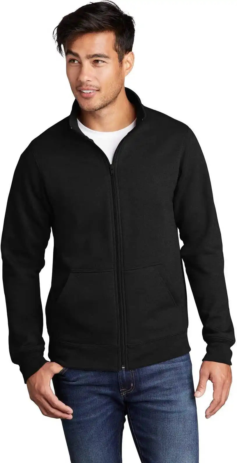 Port & Company Pc78fz Core Fleece Cadet Full Zip Sweatshirt Jet Black