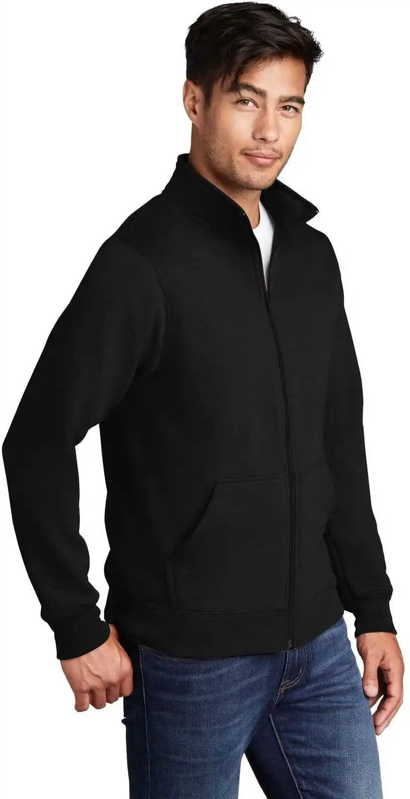 Port &amp; Company Pc78fz Core Fleece Cadet Full Zip Sweatshirt Jet Black