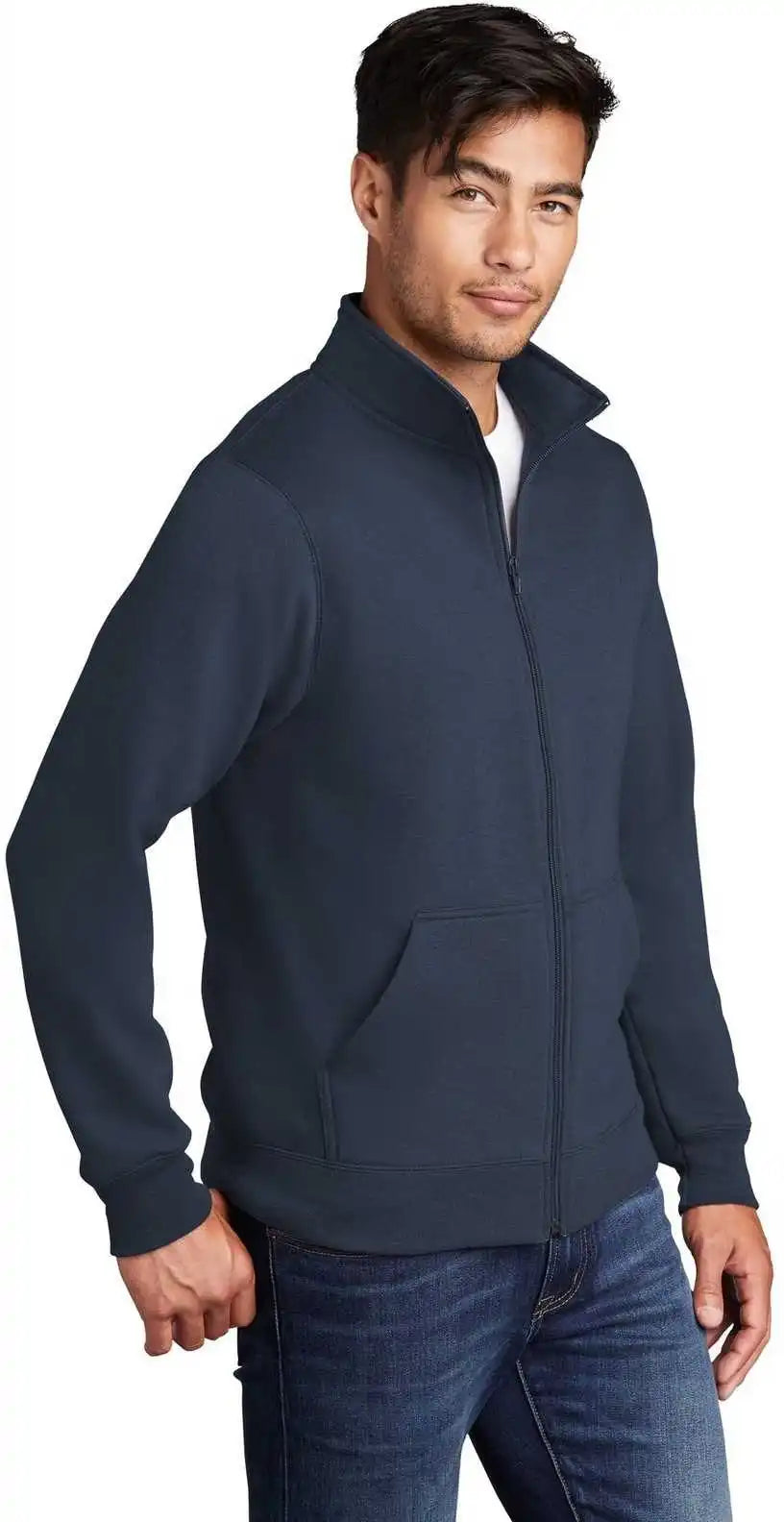 Port &amp; Company Pc78fz Core Fleece Cadet Full Zip Sweatshirt Navy