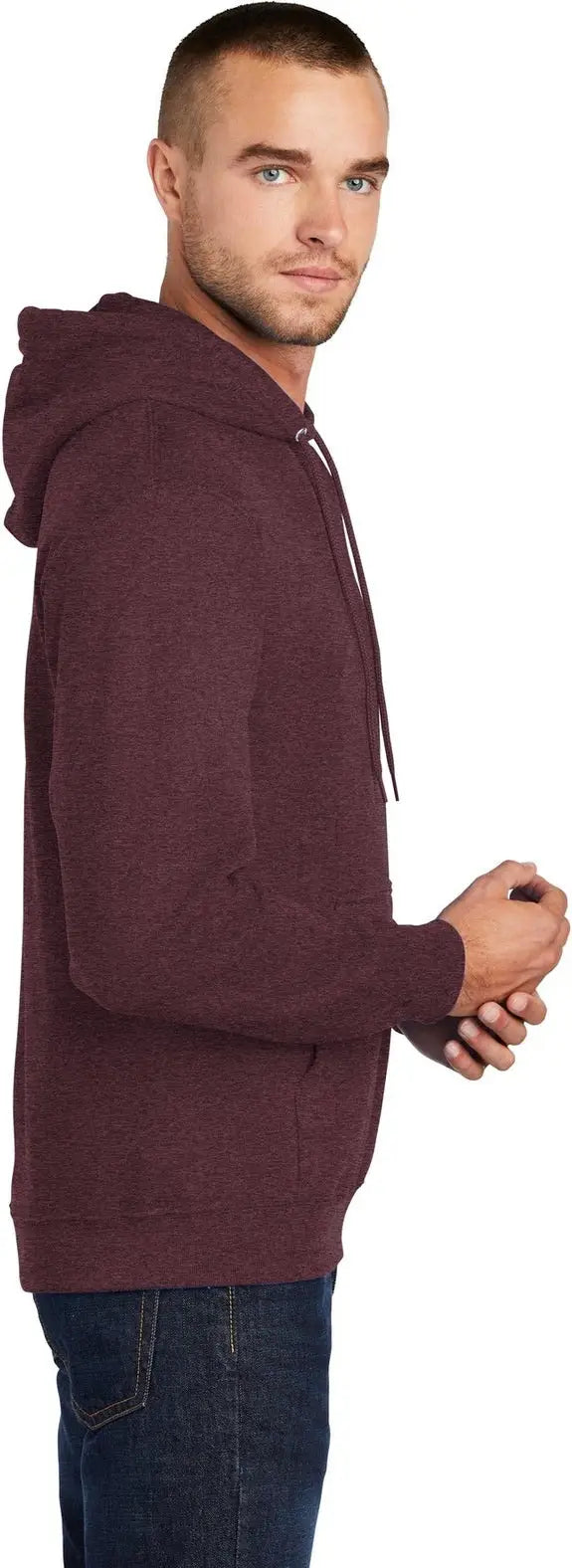 Port & Company Pc78h co Core Fleece Pullover Hooded Sweatshirt - Heather Athletic Maroon