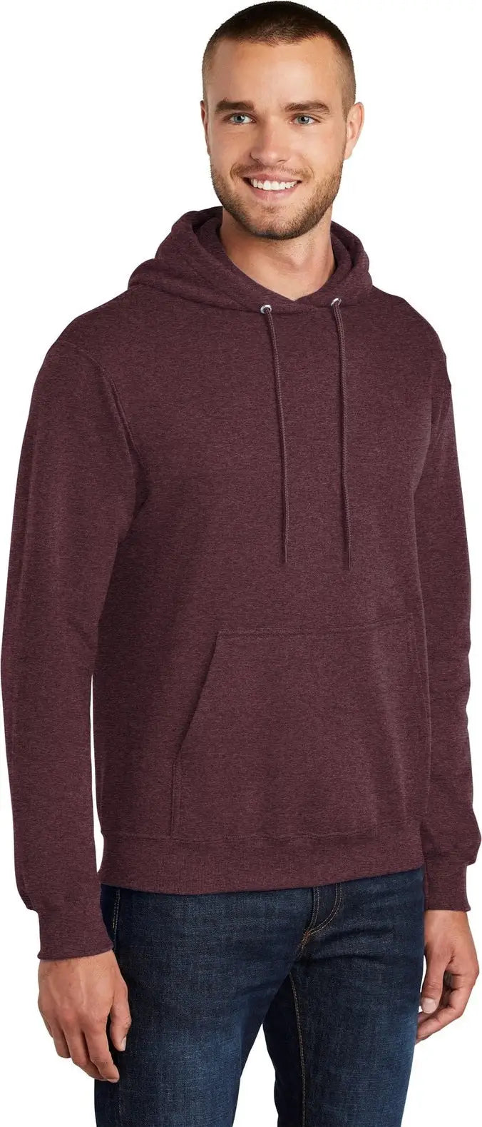 Port & Company Pc78h co Core Fleece Pullover Hooded Sweatshirt - Heather Athletic Maroon
