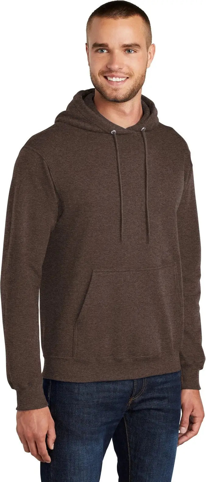 Port & Company Pc78h co Core Fleece Pullover Hooded Sweatshirt - Heather Dark Chocolate Brown