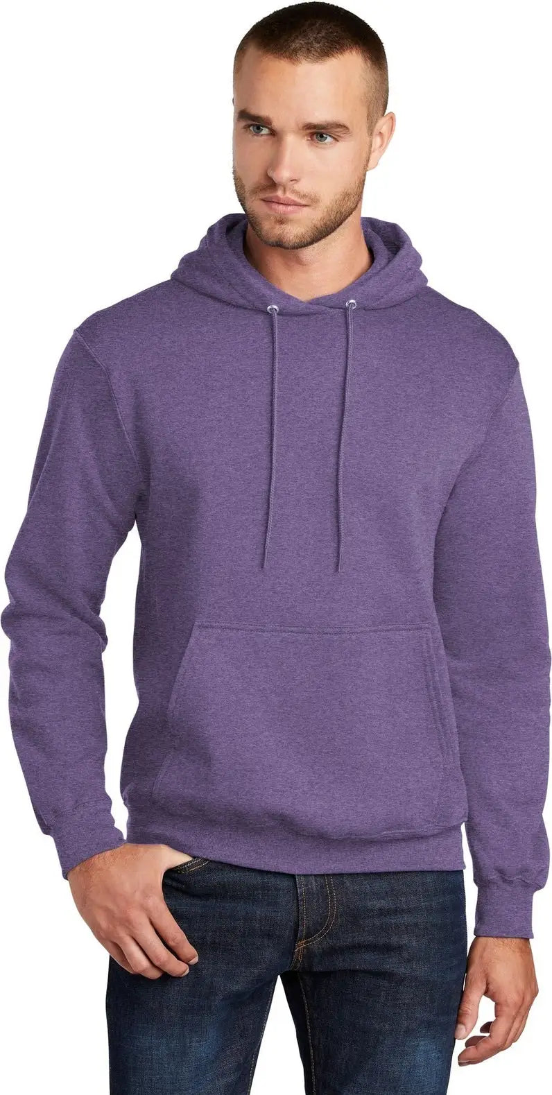 Port & Company Pc78h co Core Fleece Pullover Hooded Sweatshirt - Heather Purple - Adult s