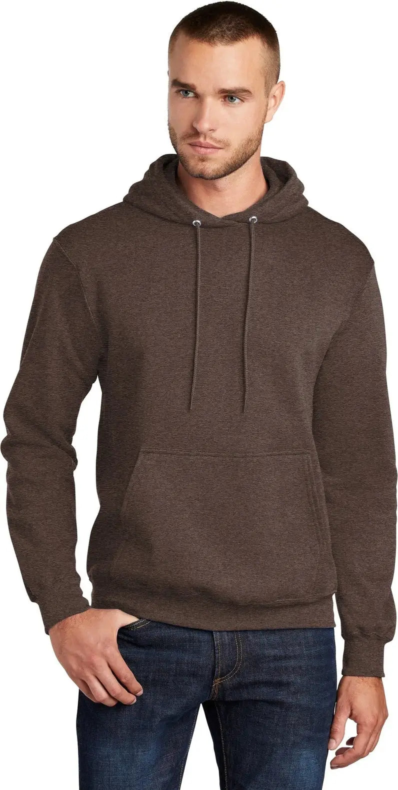 Port & Company Pc78h co Core Fleece Pullover Hooded Sweatshirt - Heather Dark Chocolate Brown - Adult s