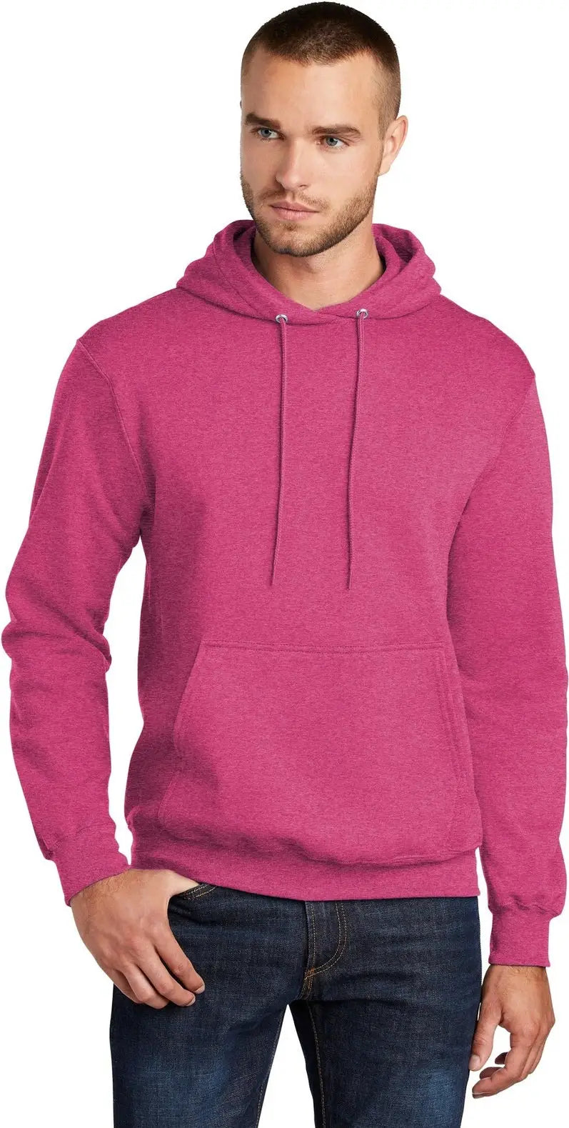 Port & Company Pc78h co Core Fleece Pullover Hooded Sweatshirt - Heather Sangria - Adult s