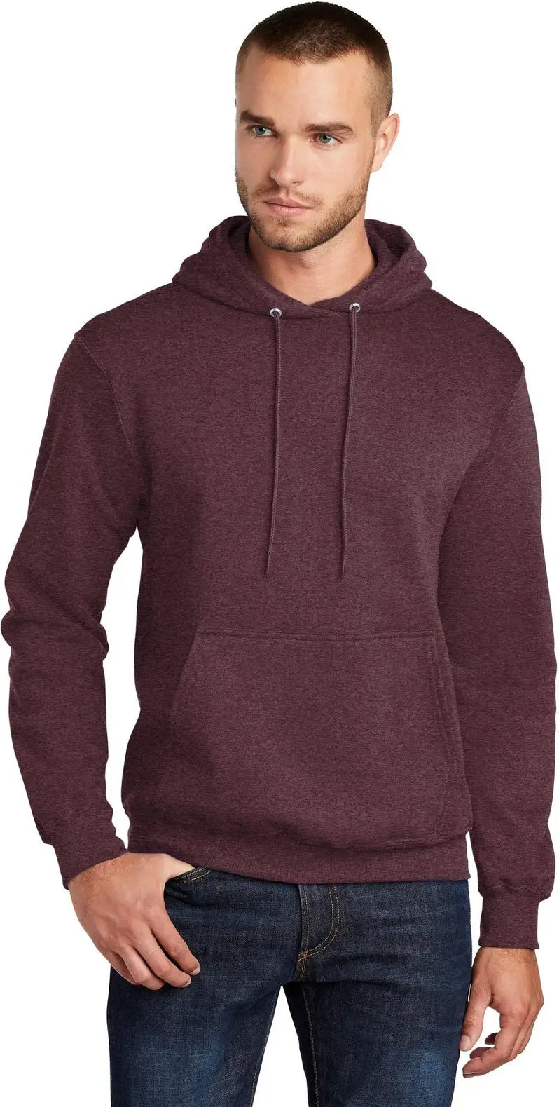 Port & Company Pc78h co Core Fleece Pullover Hooded Sweatshirt - Heather Athletic Maroon - Adult s