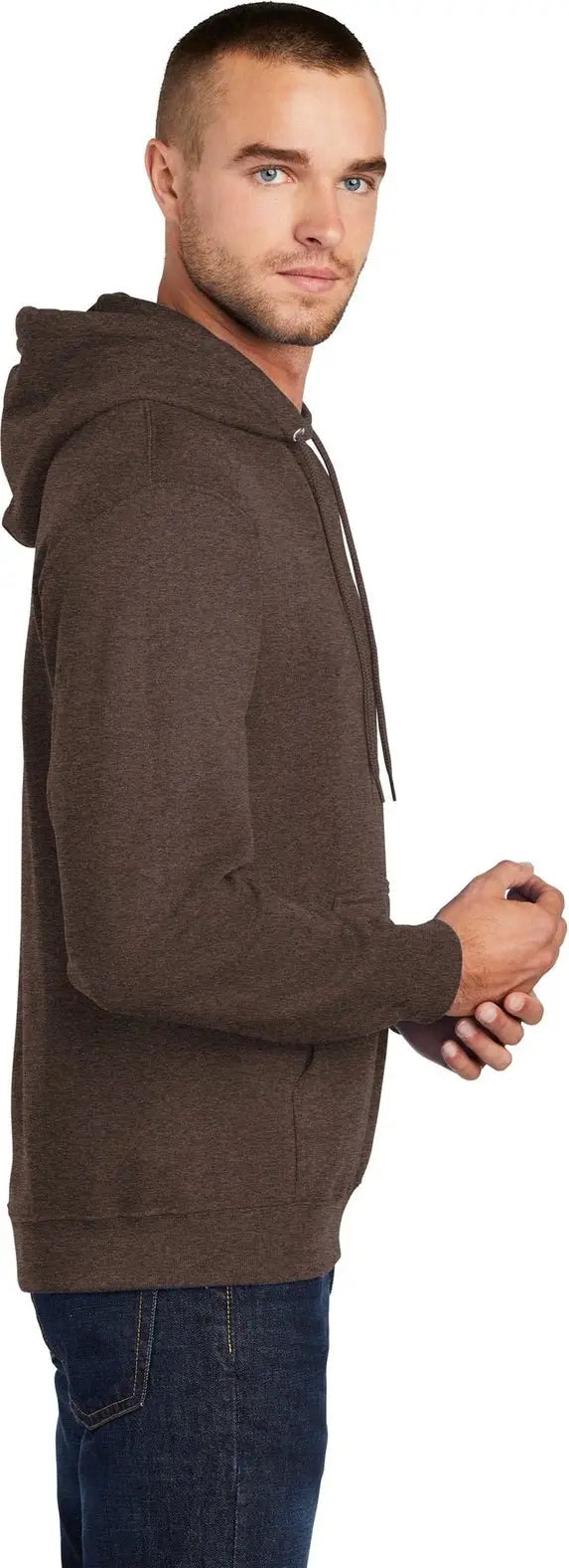Port & Company Pc78h co Core Fleece Pullover Hooded Sweatshirt - Heather Dark Chocolate Brown