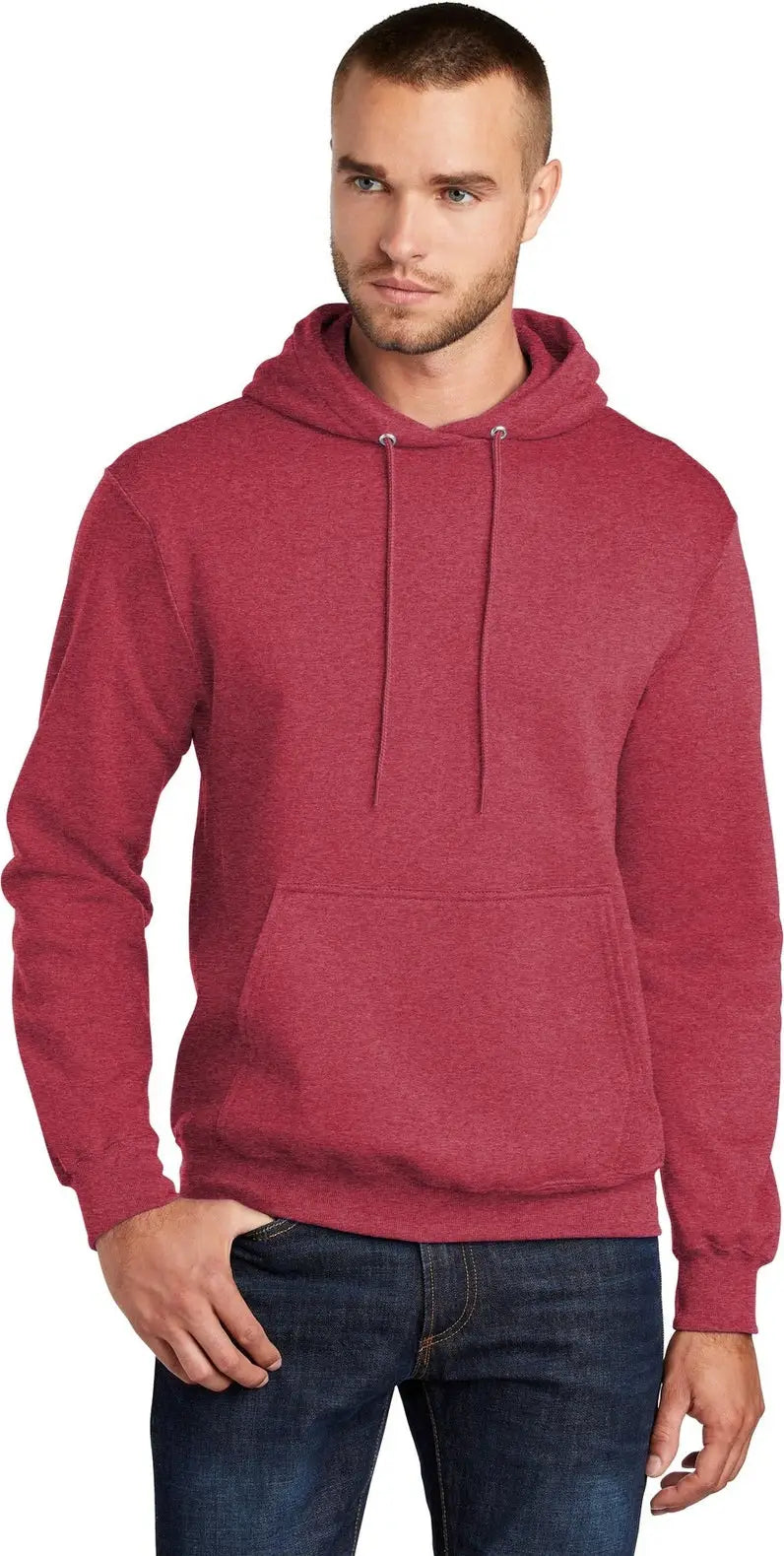 Port & Company Pc78h co Core Fleece Pullover Hooded Sweatshirt - Heather Red - Adult s