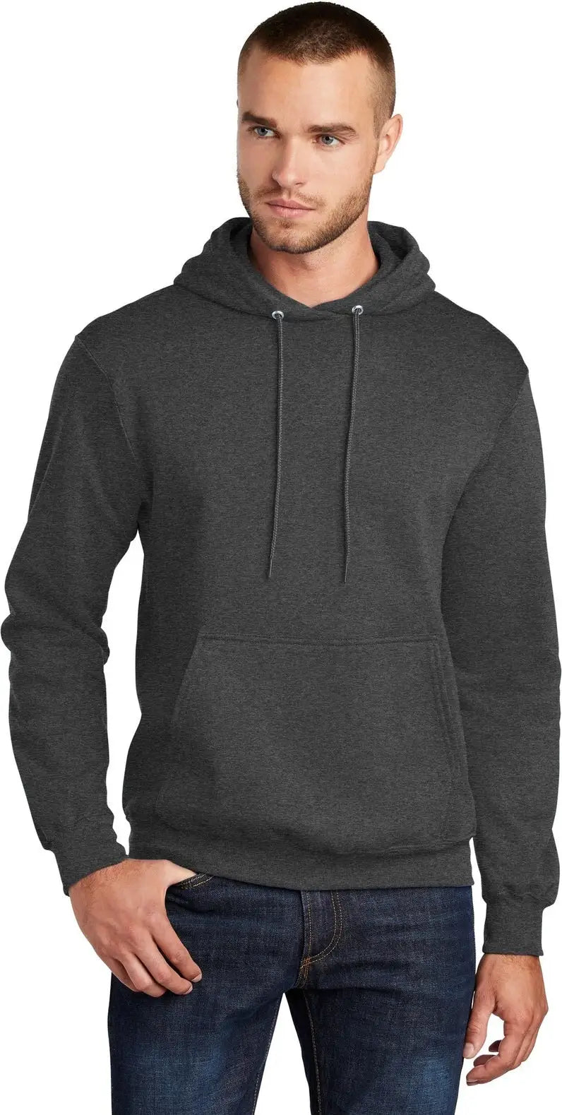 Port & Company Pc78h co Core Fleece Pullover Hooded Sweatshirt - Dark Heather Gray - Adult s