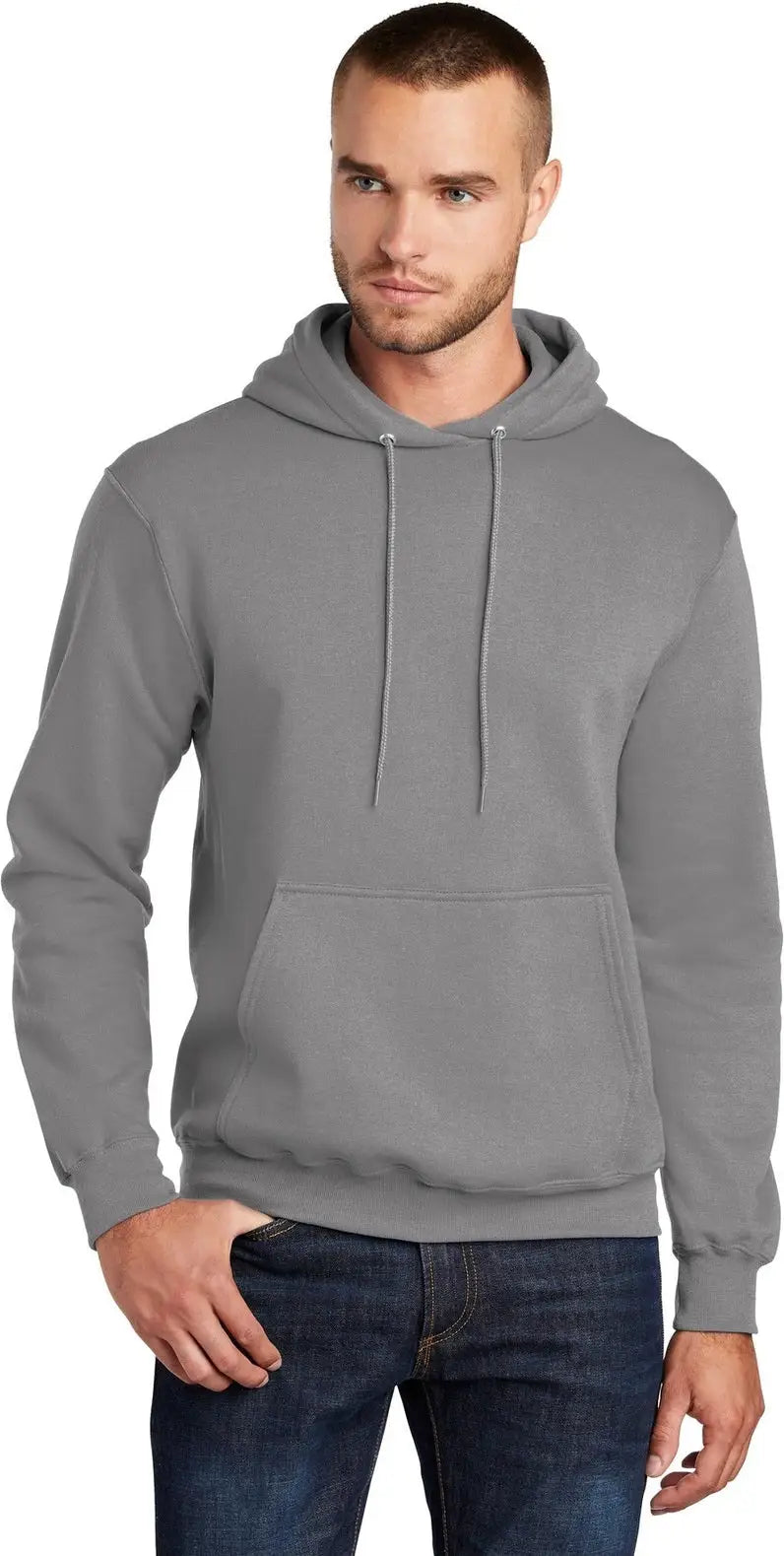 Port & Company Pc78h co Core Fleece Pullover Hooded Sweatshirt - Medium Gray - Adult s