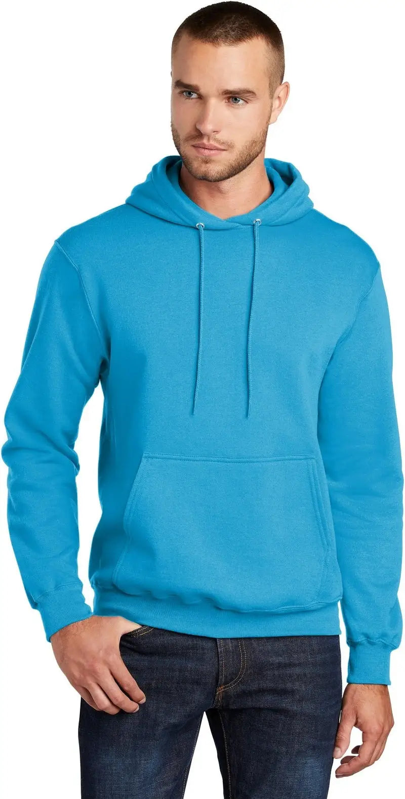 Port & Company Pc78h co Core Fleece Pullover Hooded Sweatshirt - Neon Blue - Adult s