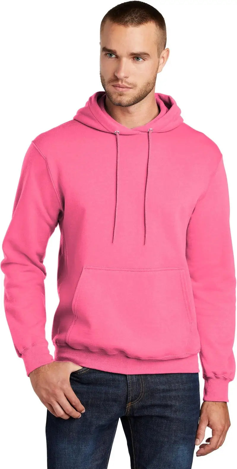 Port & Company Pc78h co Core Fleece Pullover Hooded Sweatshirt - Neon Pink - Adult s
