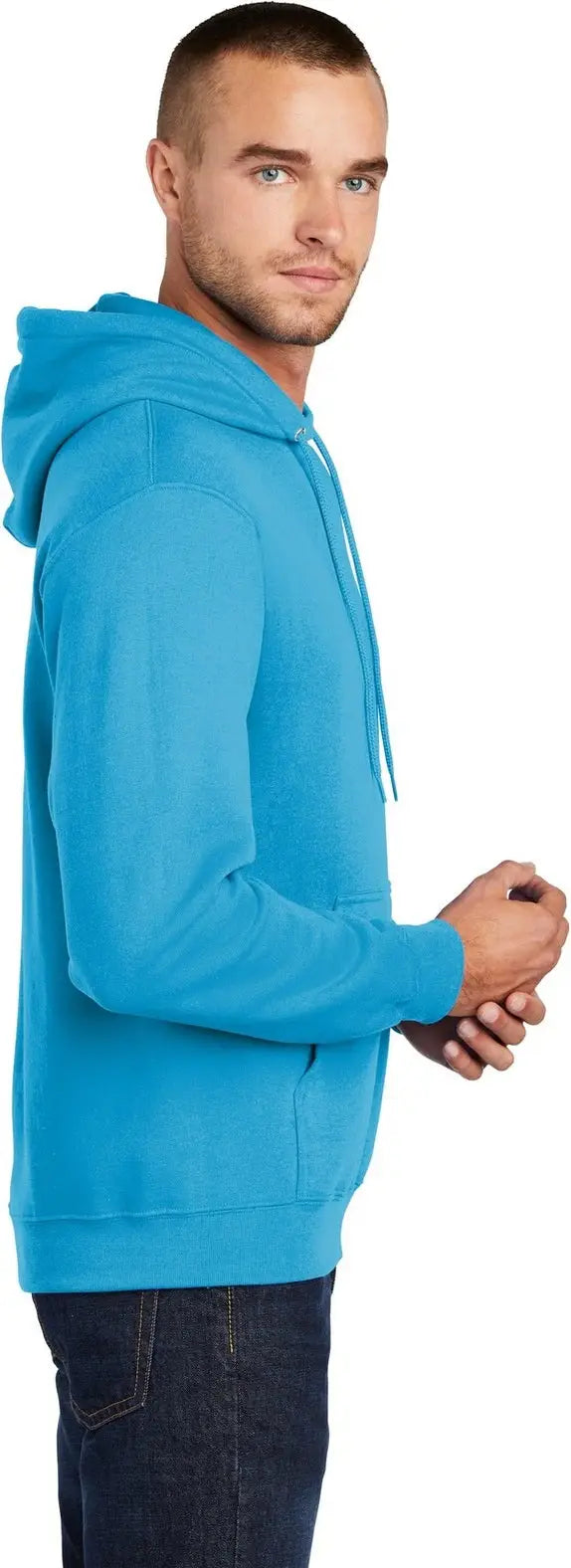 Port & Company Pc78h co Core Fleece Pullover Hooded Sweatshirt - Neon Blue