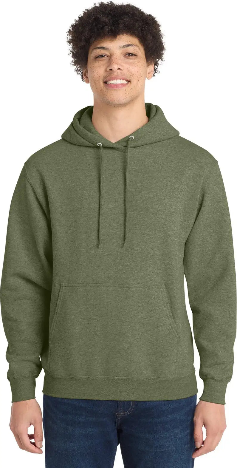 Port & Company Pc78h co Core Fleece Pullover Hooded Sweatshirt - Olive Drab Green Heather - Adult s