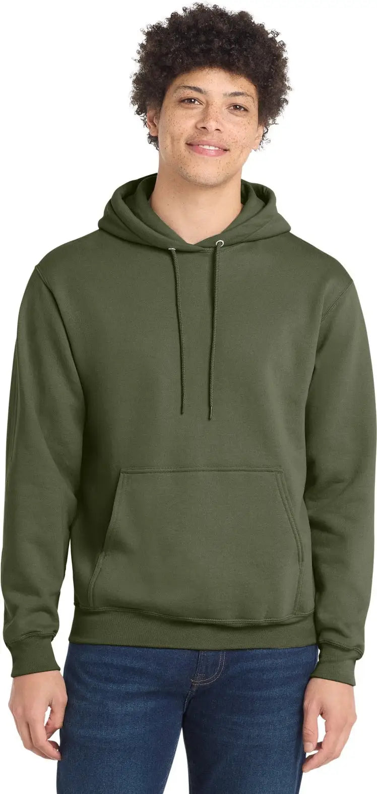 Port & Company Pc78h co Core Fleece Pullover Hooded Sweatshirt - Olive Drab Green - Adult s