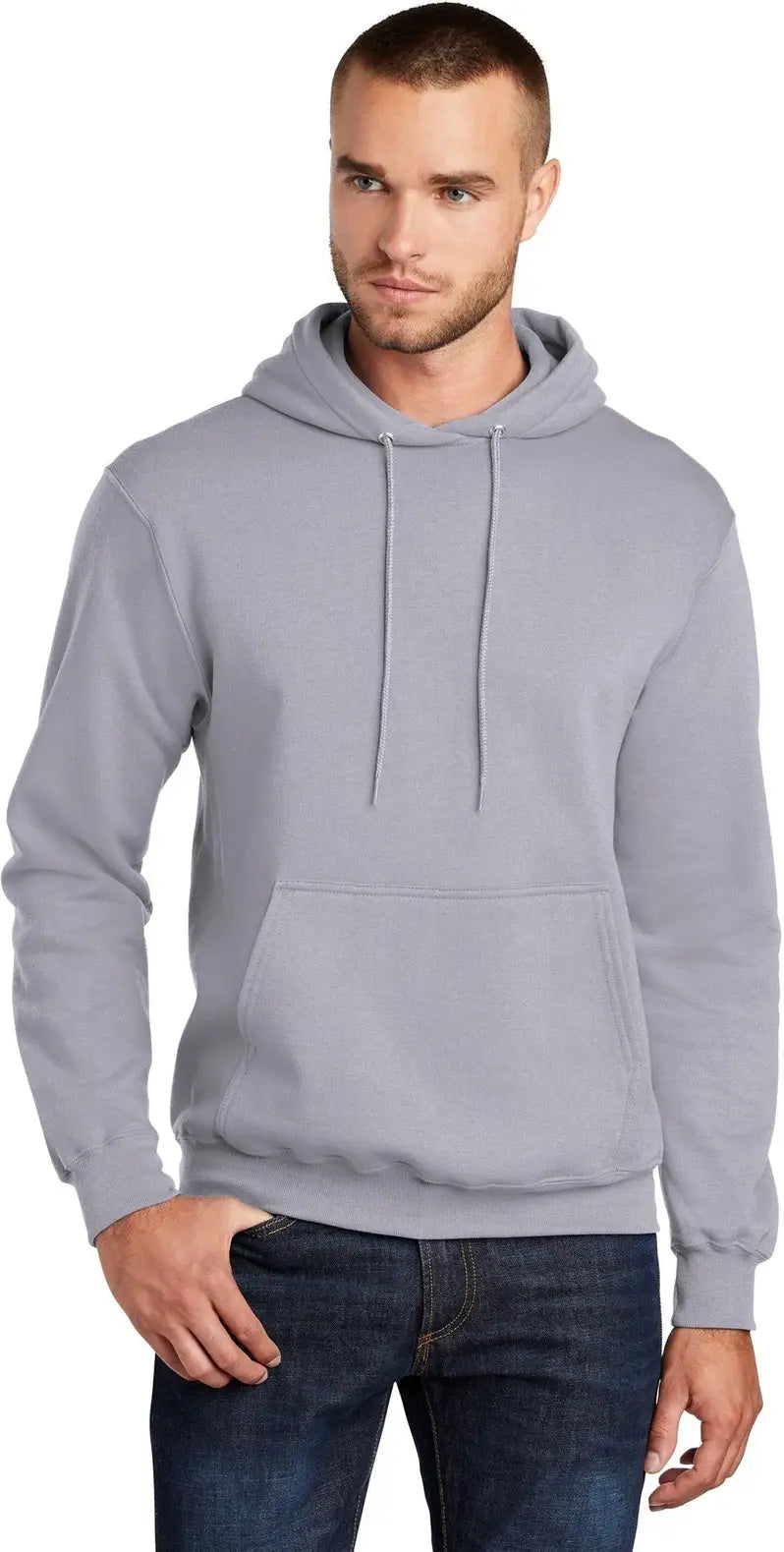 Port & Company Pc78h co Core Fleece Pullover Hooded Sweatshirt - Silver - Adult s