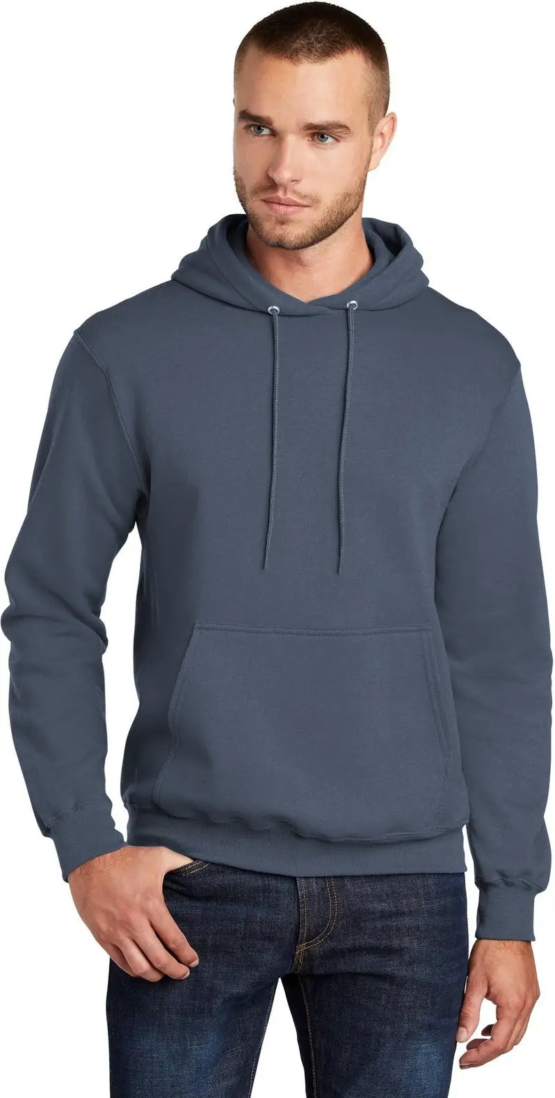 Port & Company Pc78h co Core Fleece Pullover Hooded Sweatshirt - Steel Blue - Adult s