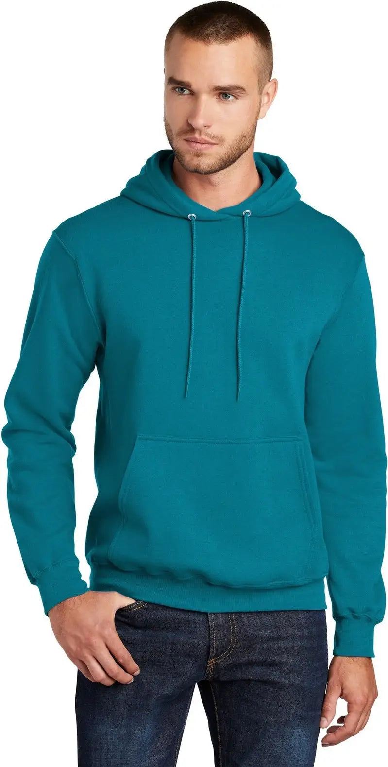 Port & Company Pc78h co Core Fleece Pullover Hooded Sweatshirt - Teal - Adult s