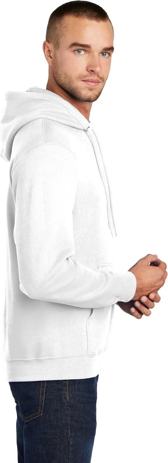 Port & Company Pc78h co Core Fleece Pullover Hooded Sweatshirt - White