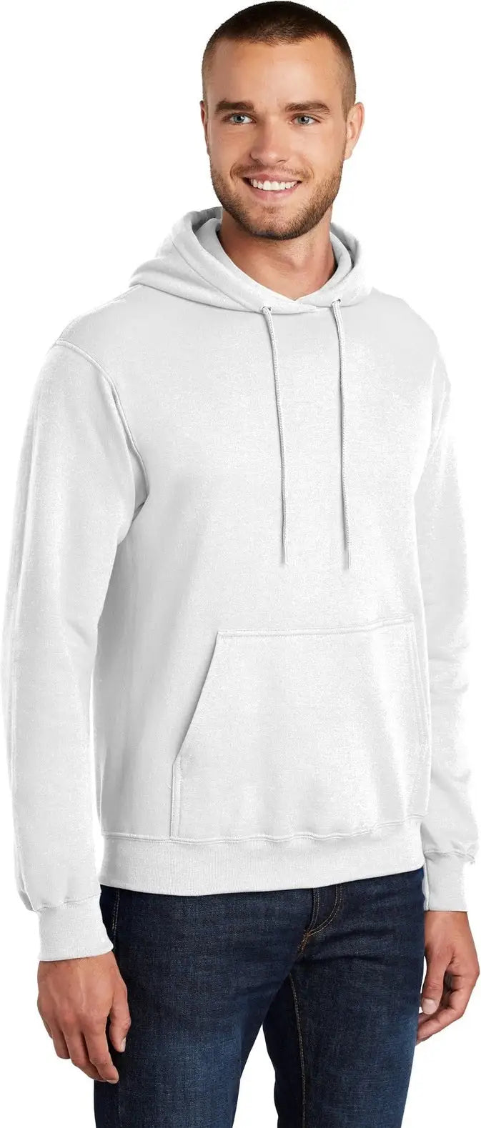 Port & Company Pc78h co Core Fleece Pullover Hooded Sweatshirt - White