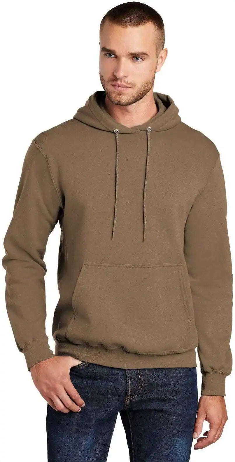 Port &amp; Company Pc78h Core Fleece Pullover Hooded Sweatshirt Woodland Brown