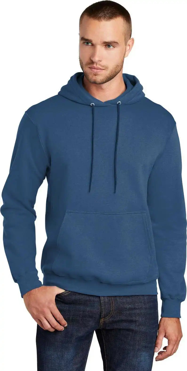 Port & Company Pc78h Core Fleece Pullover Hooded Sweatshirt Neptunebl