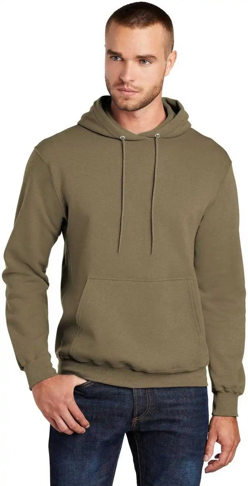 Port &amp; Company Pc78h Core Fleece Pullover Hooded Sweatshirt Coyote Brown